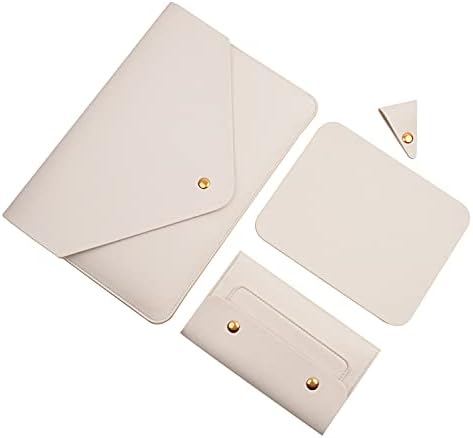 Benfan Laptop Sleeve 13 Inch Compatible with New MacBook Air 13, New MacBook Pro 13, Dell XPS 13 with Small Pouch, Mouse Pad and Cord Organizer, Color White