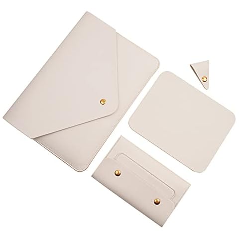 Benfan Laptop Sleeve 13 Inch Compatible with New MacBook Air 13, New MacBook Pro 13, Dell XPS 13 with Small Pouch, Mouse Pad and Cord Organizer, Color White Cover