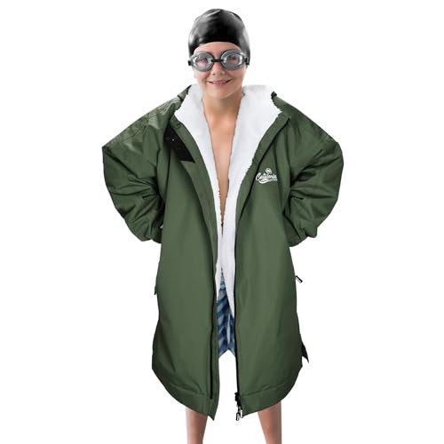 Catalonia Kids Waterproof Swim Parka with Hood, Windproof Fleece Swim Jacket, Warm Winter Swim Coat for Boys Girls Youth, Perfect for Swim Team, Beach, Pool