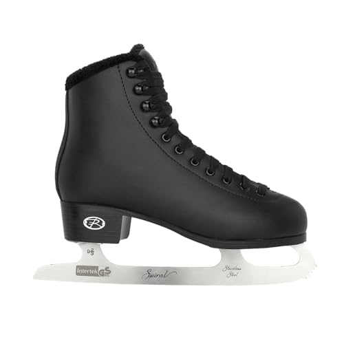 Riedell Unisex Horizon Recreational Ice Skates - Supportive Uppers with Plush Padded Lining, Smooth Stainless Steel Blades, and PVC Soles - Black - 12