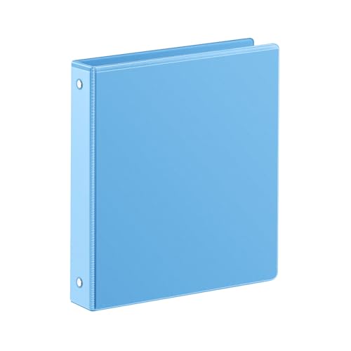 Image of SUIN 1 Inch 3 Ring Binder, Clear 1'' View Presentation Binders with 2 Pockets, Fits 8.5 x 11 Letter Size, Durable Polypropylene, Non-Stick & PVC-Free for School, Office & Home (Aqua Blue)