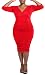 POSESHE Womens Plus Size Deep V Neck Wrap Ruched Waisted Bodycon Dress (XXXL, Red)