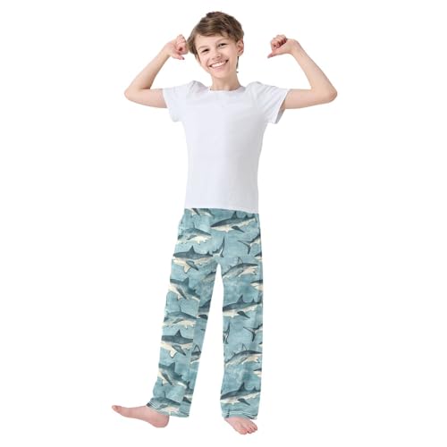 Boys' Pants Blue Sharks Brush Ocean Long Bottoms Jogger Pants Elastic Waist Trousers with Pockets S-XL2