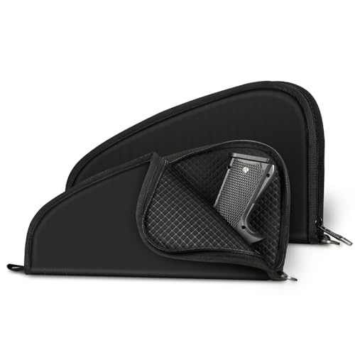 FINPAC Pistol Rug Case, Tactical Firearm Cover Soft Gun Storage Pouch with D-Ring & Padded Lining for Compact and Full-Size Handguns - [Only ONE Pistol Case] -Medium/Black