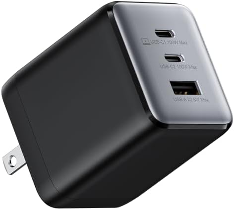 wegear 100W USB C Charger Block, Fast GaN Charger, 3-Port Compact Foldable USB Wall Charger for MacBook Pro/Air, Dell XPS,iPad Pro,iPhone Series,Galaxy S25/S24,and More