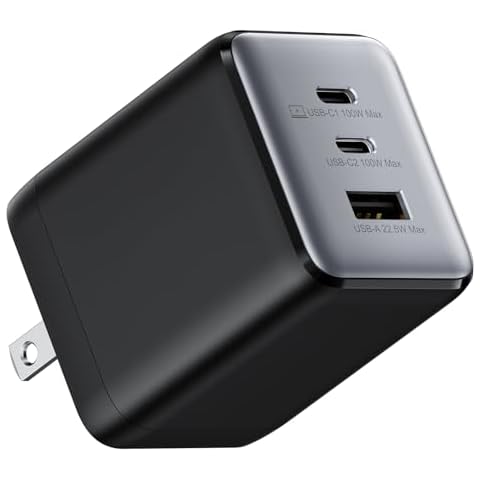 wegear USB C Charger Block, 100W Fast GaN Charger, 3-Port Compact Foldable USB Wall Charger for MacBook Pro/Air, Dell XPS,iPad Pro,iPhone Series,Galaxy S24/S23, Note 20/10+ Cover