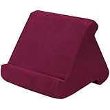 寝ながらスタンド クッション ピロー ホールダー タブレット機器に最適 スタンド 寝ながらタブレット三角折りたたみ 角度調整可能 スマホスタンド 卓上 枕 読書ブラケット ソフトピローパッドス 膝上クッション 置き (ポケットなし,ワインレッド)