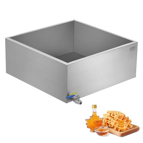 Image of VEVOR Maple Syrup Evaporator Pan, 24.9 Gal, 24 x 24 x 10 Inch Maple Syrup, 304 Stainless Steel Maple Syrup Pan, Evaporator Pan with 1 Valve and 3 Heating Methods, for Home, Outdoor