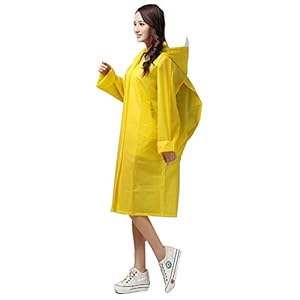 Huixin Herbruikbare regenponcho regenjas voor volwassenen met en modieuze opslag regenjas, geel, L