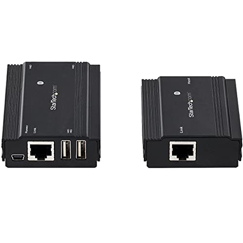Image of StarTech 4-Port USB 2.0 Extender Hub, 330ft, Metal Housing, 480Mbps, TAA | Over Single CAT5e /CAT6 Ethernet Cable (RJ45), USB Extender Hub Adapter Kit, Externally Powered, USB2004EXT100