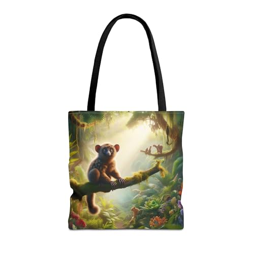 Premium Tote Bag with Reinforced Stitching - Aye-Aye in Madagascar Rainforests