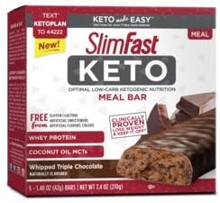 SlimFast Keto Meal Replacement Bar Whipped Triple Chocolate 1.48 oz 5 Bars per Pack (4 Boxes)