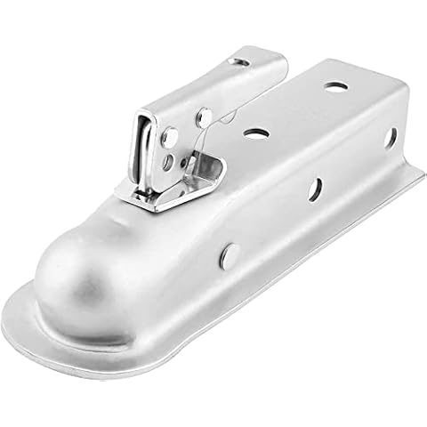 Pissente Trailer Coupling, Trailer Coupling Hitch Braked Heavy Duty Pressed Steel Hitch 50 mm Coupling for Most Lightweight, Unbraked Trailers Cover