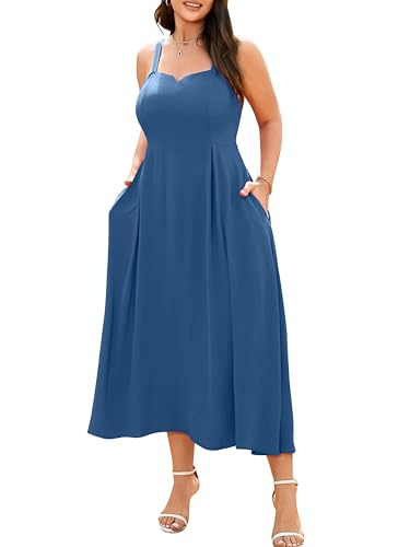 Image of RWJ Women's Plus Size Dresses with Pockets V-Neck Sleeveless Maxi Dress for Wedding Guest Dress Formal Cocktail
