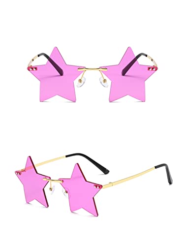 Rimless Star Shape Sunglasses for Women Men Party Streetwear Glasses Trendy Transparent Pentagram Eyewears3