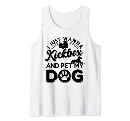 Kickbox & Pet Dog Funny Boxing Tank Top, White, S