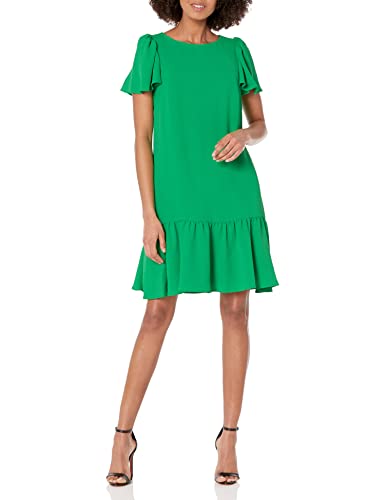 Image of DKNY Women's Flowy Short Sleeve Ruffle Hem Dress