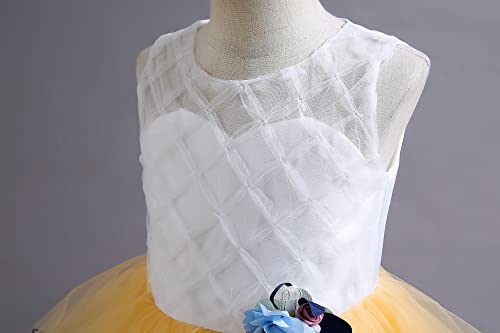 Vestidos largos de niña de flores en encaje amarillo para bodas de 3 a 4 años 4