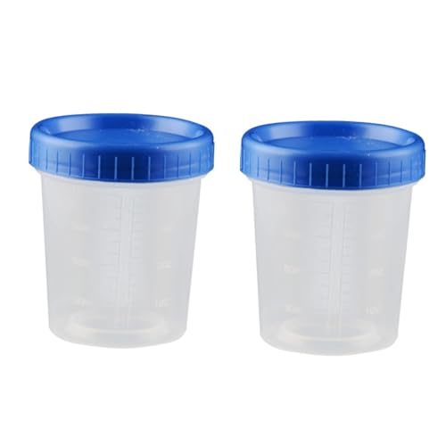 Hoement 25個使い捨てプラスチック量杯 蓋付き 透明試料カップ 便利なスケール付 調理 実験用