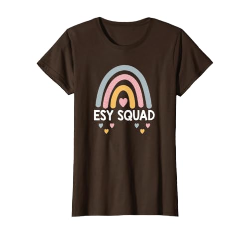 Esy Squad Teacher School Year Rainbow Hearts Cute T-Shirt, Women, Brown, 3X-Large