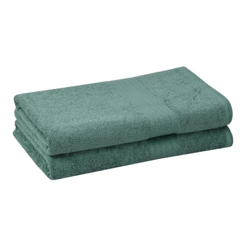 Image of Mafatlal Joy Towels for Bath Large Size - Pack of 2 | 58 x 29 inch | Soft & Quick Dry | 450 GSM | Green | Bath Towels for Women