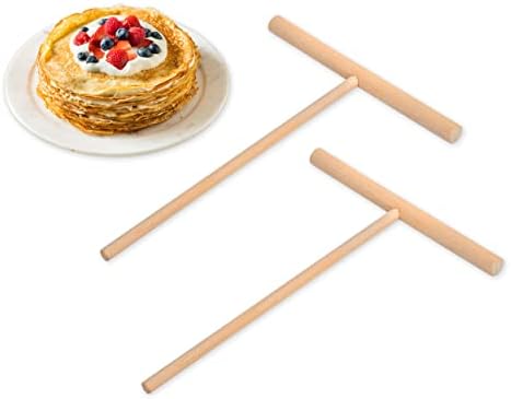 DS. DISTINCTIVE STYLE Crepe Spreader 2 Pieces 6.1 Inches x 4.7 Inches Natural Wooden T-Shaped Tool for Crepes Wooden Crepe Maker Pancake Maker Tool