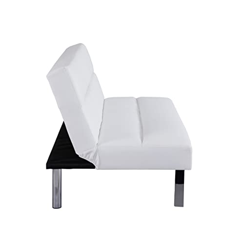 Naomi Home Futon Sofa Bed Faux Leather Futon Couch Modern Convertible Folding Sofa Bed Couch With Chrome Legs, Reclining Mini Couch, Leather Futon Small Couch For Bedroom Living Room, White #TOP7
