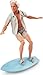Barbie The Movie Ken Doll Wearing Pastel Pink and Green Striped Beach Matching Set with Surfboard and White Sneakers