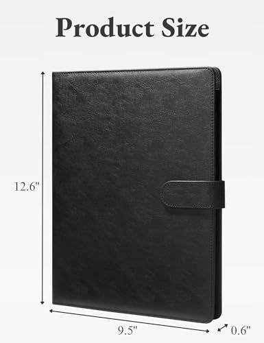 mymazn padfolio portfolio folder faux leather interview resume folder with document organizer amp business card holder letter-sized notepad legal pad holder for men women black