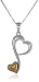 Two-Tone Sterling Silver Yellow Gold Flashed Double Open Heart Pendant Necklace, 18"
