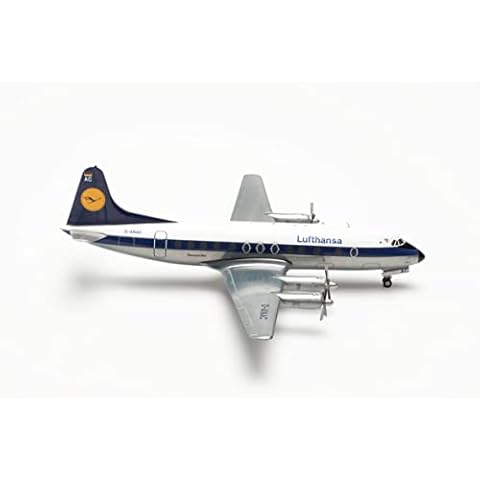 herpa Modellflugzeug Vickers Viscount 800 - Lufthansa Stargazer Maßstab 1:200- Modellbau Flugzeug, Flugzeugmodell für Sammler, Miniatur Deko, Flieger ohne Standfuß aus Metall, Mehrfarbig, 572255 Cover