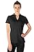 YSENTO Women's Dry Fit Golf Polo Shirts Short Sleeve V Neck Collarless Athletic Activewear T Shirts Black Size S