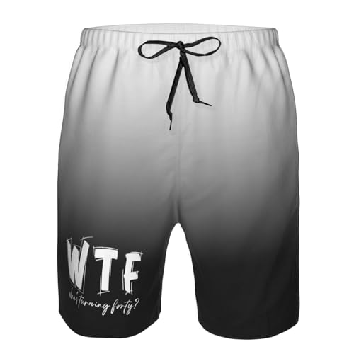 WTF Who's Turning Forty Mens Swim Trunks Board Shorts,Breathable Fit Hawaii Beach Short Swimwear Bathing Suits,4