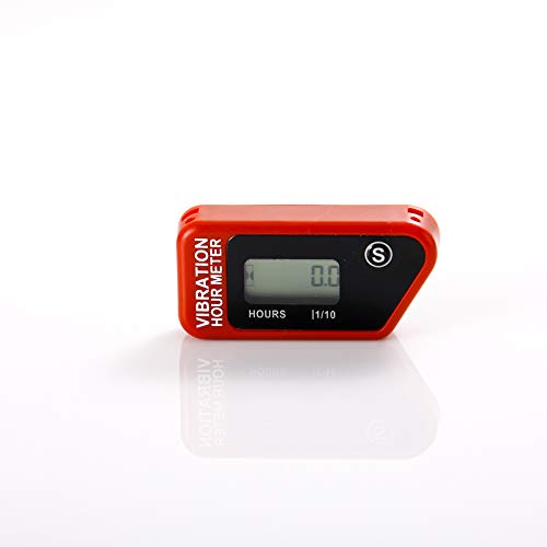 Jayron JR-HM016B LCD Wireless Hour Meter,Digital Vibration Hour Meter,for All Vibrating Machine,Air Compressor,Generator,jet ski,Lawn Mower, Motocycle,Chainsaw and Other Small Engines (Red)