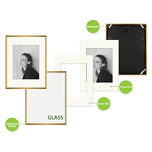 Golden State Art, 12X16 Aluminum Picture Frame With Ivory Color Mat For 8.5X11 Photo - Sawtooth Hangers, Spring Clips - Wall Mounting - Real Glass - Metal Frame (Bronze, 1-Pack) #TOP5