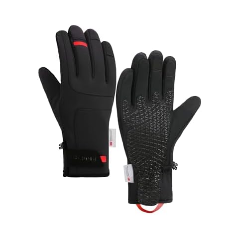 Hccsport Winter Gloves Windproof Snow Hand Warmer Touch Screen Water Resistant for Running Cycling Driving Hiking-Large Cover