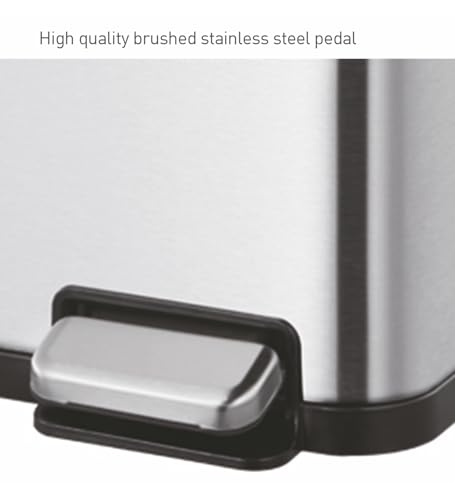 Image of Obsessions EKO Stainless Steel Step Trash Can for Recycling, 15+15L Rectangular Kitchen Dustbin, Independent Pedals and Lids, Soft Close and Fingerprint Resistant, Metallic