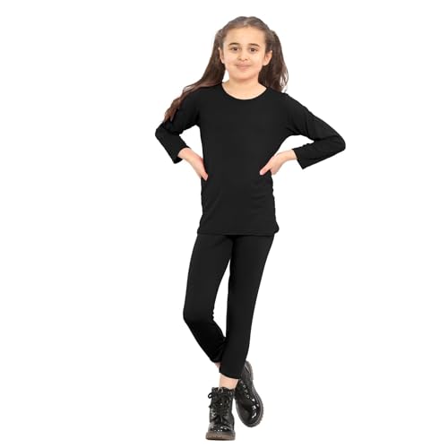 Leggings para niñas conjunto casual de verano mallas negras lisas pack de 2 talla 7-8