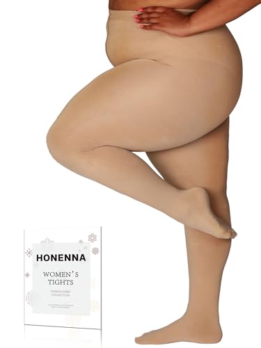 Image of HONENNA Queen Plus Size Fleece Lined Tights, 11+ Colors Thermal Warm Winter Tights for Women, Medias Termicas Mujer Invierno