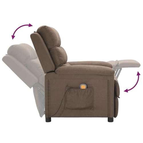 Gecheer Massagesessel Taupe Stoff, Sessel Wohnzimmer Fernsehsessel Liegesessel für Entspannung Homeoffice Leseecke342359 – Bild 8
