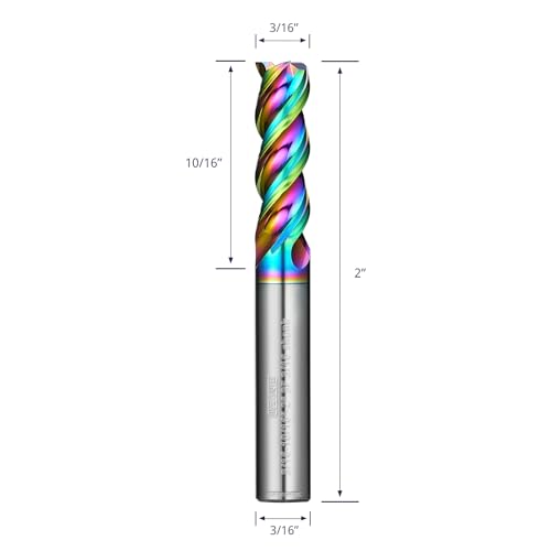 Image of Tools DLC Series Carbide Square End Mill, Diamond-Like Coating, End Mill for Aluminum, Copper, Magnesium Alloys, High Silicon Aluminum, Composite Materials, 3 Flute, Inch Size(3 /16 inch, 5pcs)