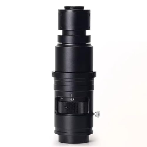C Mount Lens, Microscope Camera Zoom Lens, Industrial Adjustable Monocular Eyepiece, Lab Microscope Accessories, 0.7 5X Continuous Adjustable Magnification(180X)