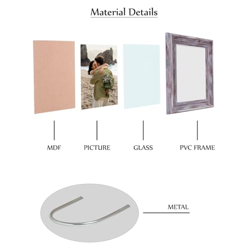 Image of GOLDEN PEACOCK Set of 2 5x7 Inch Photo Frames - Antique Dusty Grey Finish | Elegant Wall Hanging & Tabletop Picture Frames for Home Decor & Gifting