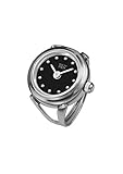 Damen Finger RingUhr Davis - Ring Watch 4189SW – Ringuhr Damen - Ziffernblatt Schwarz mit index - Verstellbar