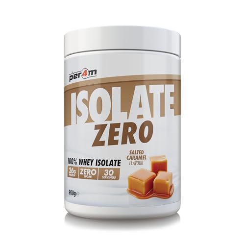 Per4m Isolate Zero Premium Whey Protein Powder | Superior Flavour Ultra Filtered + Amino Acids | Fast Absorbing Zero Sugar Gluten Free Shake for Lean Muscle & Recovery (900g, Salted Caramel)