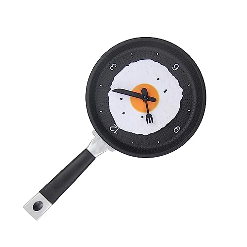 Decorative Wall Clock, Wall Mounted Frying Pan Clock Kitchen Unique Wall with Fried Egg 3D Egg Frying Pan Decoration for Dinning Hall Restaurant Decoration(pink)