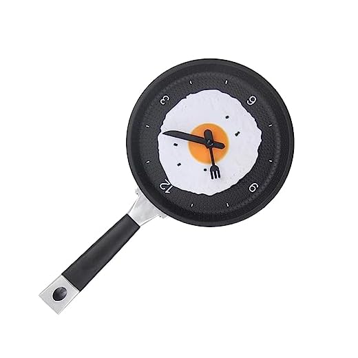 Decorative Wall Clock, Wall Mounted Frying Pan Clock Kitchen Unique Wall with Fried Egg 3D Egg Frying Pan Decoration for Dinning Hall Restaurant Decoration(pink)