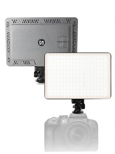 LED Video Light Panel, Dimmable DSLR Camera Light for Pictures Photo Video Recording with 4000mAh Rechargeable Battery, Cold Shoe, 240pcs Lamp Beads, CRI95 2700K-6500K for Photography Live Streaming