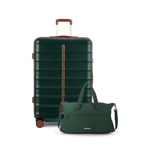 Image of Assembly Premium 28 Inches Large Trolley Bag | Polycarbonate Luggage with 3 Packing Organisers with Overnighter Duffle Bag for Men and Women | 110L + 40L | Green | Odyssey