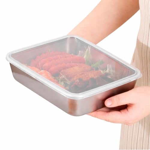 Image of Stainless Steel Food Storage Container 2000ML with Transparent Lid | Premium Food Grade Kitchen Storage Box for Meal Prep, Serving, Baking & Fridge Storage | Freezer & Dishwasher Safe (1)